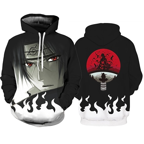 

Naruto Akatsuki Itachi Uchiha Cosplay Kostüm Kapuzenshirt Bedruckt Print Kapuzenshirt Für Herren Damen Erwachsene 3D-Druck Polyester