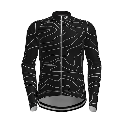 

21Grams Men's Cycling Jersey Long Sleeve Bike Jersey Top with 3 Rear Pockets Mountain Bike MTB Road Bike Cycling Breathable Quick Dry Soft Reflective Strips Black Stripes Novelty Polyester Sports