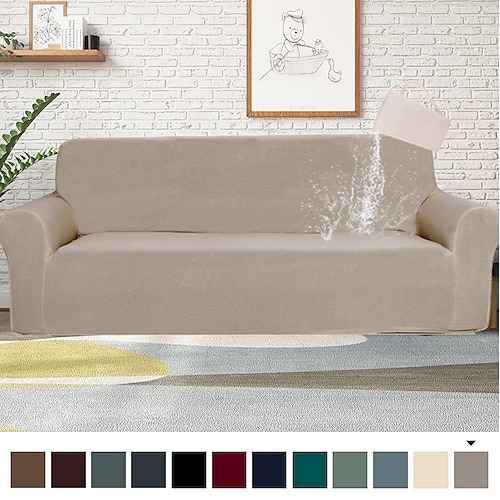 

Stretch Sofa Cover Slipcover Elastic Sectional Couch Armchair Loveseat 4 Or 3 Seater L Shape Plain Solid Color Water Repellent Soft Durable