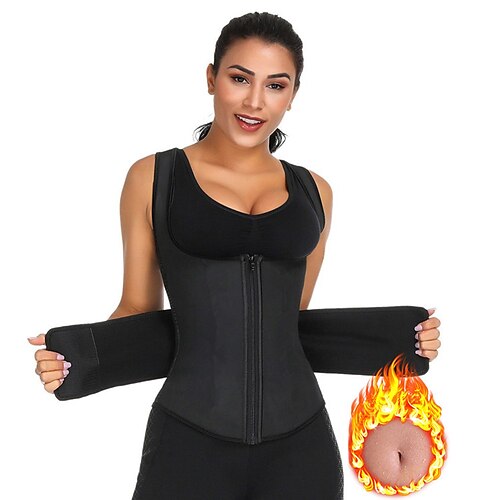 

Hot Sweat Workout Tank Top Slimming Vest Sweat Shapewear Sports Neoprene Home Workout Yoga Fitness Adjustable Zipper Weight Loss Hot Sweat Fat Burning For Men Women