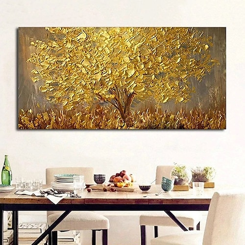 

100% Hand painted Large Modern Canvas Art Oil Painting Golden Tree Paintings For Home Living Room Hotel Decor Wall Art Picture Rolled Without Frame