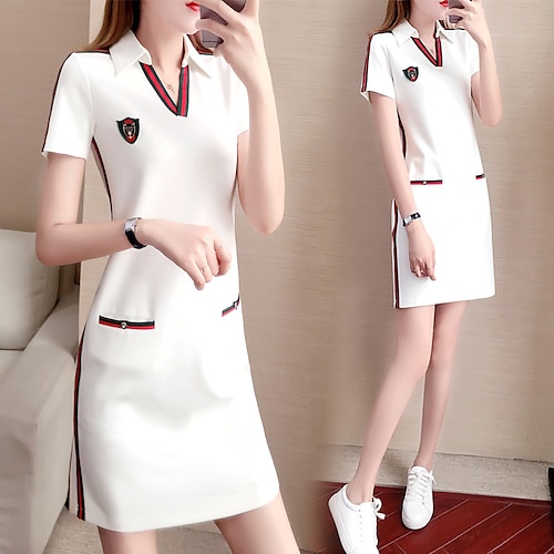 

Women's Tennis Skirts Golf Skirts Athletic Skorts Breathable With Pockets Quick Dry Short Sleeve Dress Solid Color Autumn / Fall Spring Summer Tennis Golf Athletic / Stretchy / Athleisure