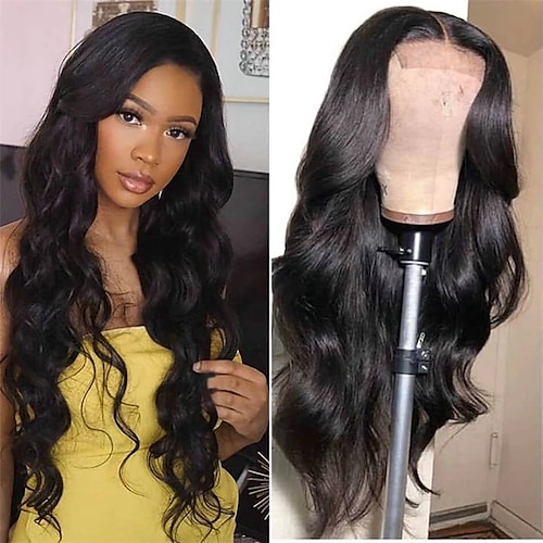 Remy Human Hair 4x4 Lace Front Wig Free Part Brazilian Hair Body Wave Natural Wig 150% Density Women Fashion For Black Women For Women's Long Medium Length Human Hair Lace Wig