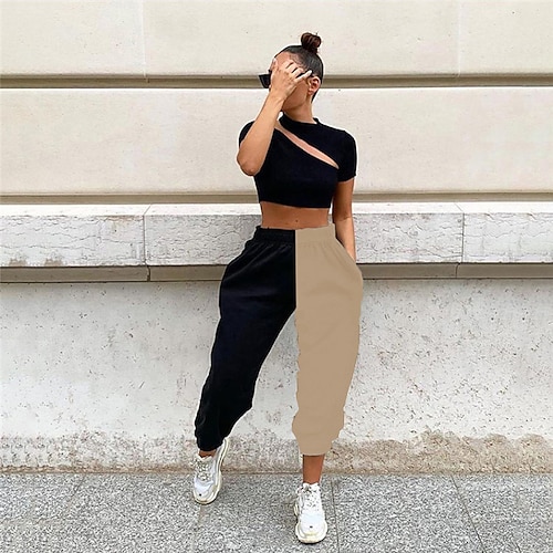 

Women's Joggers Slacks Wine Khaki White High Waist Basic Daily Micro-elastic Full Length Comfort Multi Color S M L XL XXL / Loose Fit