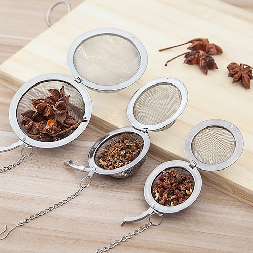 

3-Piece Set Stainless Steel Seasoning Balls Tea Ball Seasoning Halo Ball Stew Seasoning Box Round Soup Kitchenware