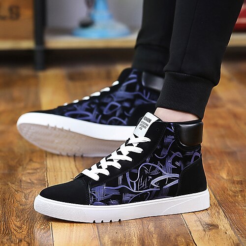 

Men's Sneakers Skate Shoes High Top Sneakers Casual Daily Office & Career PU Breathable Non-slipping Wear Proof Black / White Black / Red Black Blue Fall Summer