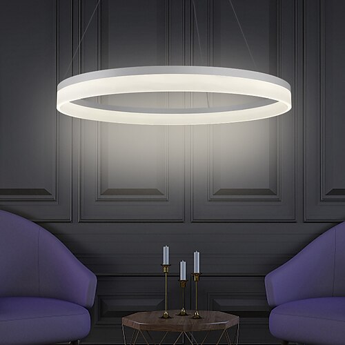 

1-lys 80/60 cm led pendel ring aluminium akryl cirkel malet finish moderne moderne guld sort hvid 36w/50w