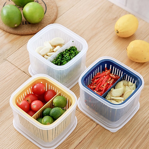 

Divided Kitchen Storage Box for Kitchen Refrigerator Special Fruit and Vegetable Draining Ginger Garlic