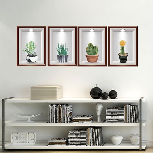 

walldecals indretning vinyl gør-det-selv kaktus wallstickers aftagelige vandtætte tapetdecals kunst let afskalning& pind til børneværelse stue soveværelse 40x120cm