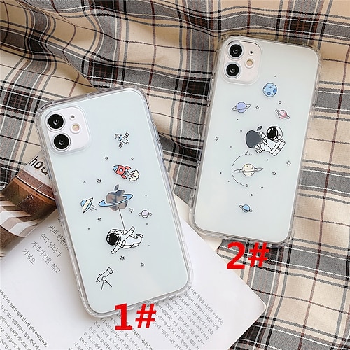 

Astronaut Pattern Case For Apple iPhone 12 11 Pro Max Transparent Soft TPU Back Cover for iPhone X/XS XR XS Max 7 Plus/8 Plus SE2020