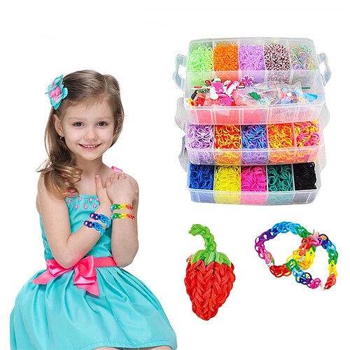 Rubber Bands Refill Kit DIY for Making Bracelet Kit Rainbow Silica Gel 15000 pcs Toy Gift