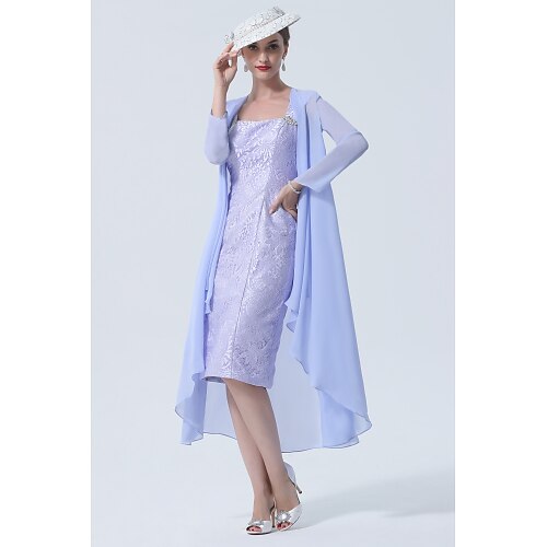 

A-Line Mother of the Bride Dress Plus Size Elegant Sweetheart Neckline Knee Length Chiffon Lace Sleeveless with Ruffles 2022