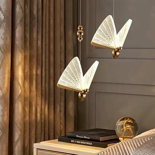 

17 cm Butterfly Shape Chandelier Gold Pendant Light LED Single Design Acrylic Modern Artistic Gift for Family Friends 110-120V 220-240V