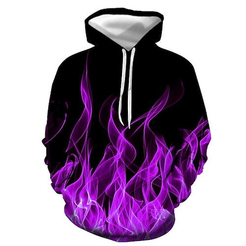 

Men's Hoodie Pullover Hoodie Sweatshirt Green Blue Purple Red Hooded Graphic Flame Daily Going out 3D Print Basic Casual Clothing Apparel Hoodies Sweatshirts Long Sleeve