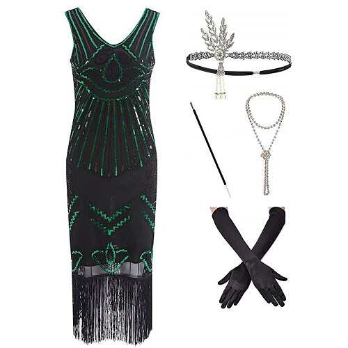 

The Great Gatsby Roaring 20s 1920s Cocktail Dress Vintage Dress Flapper Dress Outfits Masquerade Prom Dress Halloween Costumes Prom Dresses Women's Tassel Fringe Costume Vintage Cosplay Party Prom