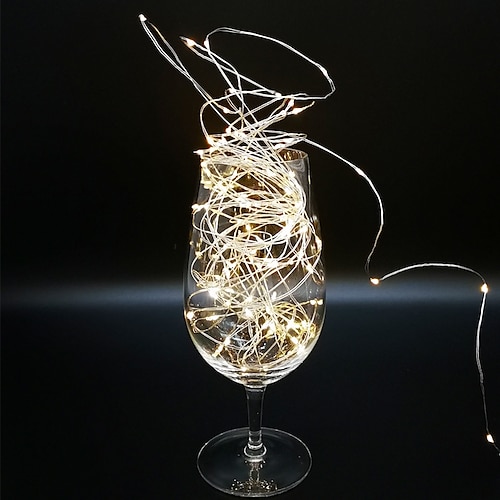 

3M String Lights 30LEDs Warm White White Multi Color Fairy String Lights Waterproof Valentine's Day Wedding Party Flowers Cake Decorative Copper Wire Silver Line AA Batteries Powered 1pcs