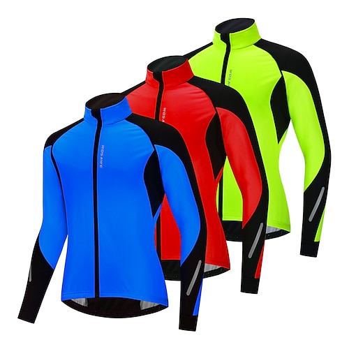 

WOSAWE Men's Cycling Jersey Cycling Jacket Winter Thermal Warm High Visibility Windproof Fleece Lining Bike Jacket Tracksuit Mountain Bike MTB Road Bike Cycling City Bike Cycling Green Blue Rose Red