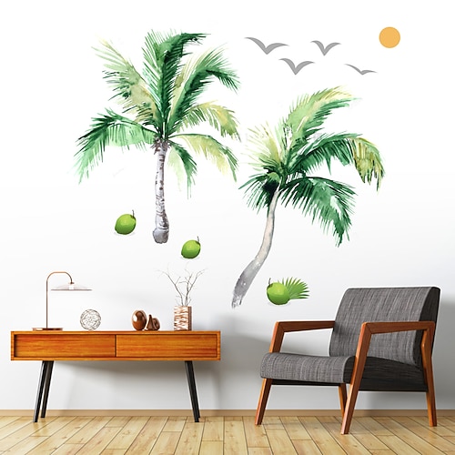 

WallDecals Decor Vinyl DIY Green Tree Leaves Wall Stickers Removable Waterproof Wallpaper Decals Art Easy Peel & Stick for Kids Room Living Room Bedroom 60X90CM