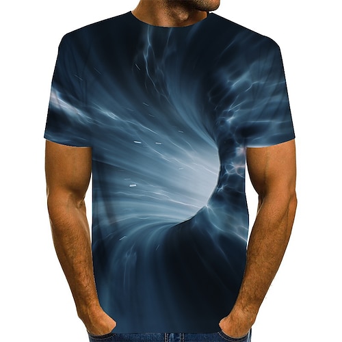 

Men's T shirt Tee Shirt Graphic Optical Illusion Round Neck Blue Purple Red Black 3D Print Plus Size Daily Short Sleeve Print Clothing Apparel Basic Exaggerated