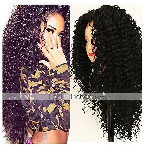 

Black Wigs for Women Synthetic Wig Afro Curly with Baby Hair Wig Very Long Natural Black Synthetic Hair 62-66 Inch Women's African American Wig Black