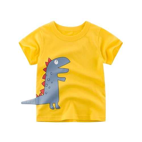 

Kids Toddler Boys' T shirt Tee Short Sleeve Dinosaur Hot Stamping Animal Print Yellow Children Tops Summer Basic Cool Sports & Outdoor Street Regular Fit 2-8 Years