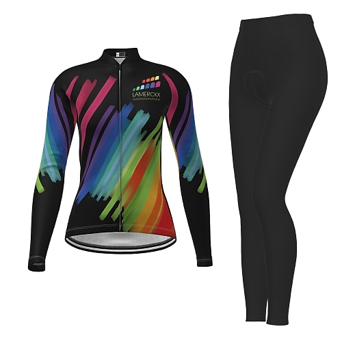 

21Grams Women's Cycling Jersey with Tights Long Sleeve Mountain Bike MTB Road Bike Cycling Black Novelty Bike Jersey Tights Clothing Suit Breathable Quick Dry Moisture Wicking Polyester Sports