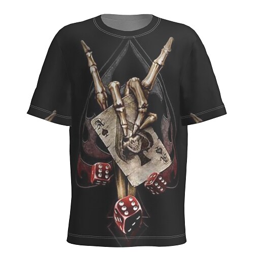 

Men's T shirt Tee Shirt Graphic Skull Round Neck Black 3D Print Halloween Weekend Short Sleeve Clothing Apparel Basic