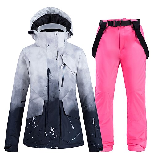 

Men's Women's Ski Jacket with Bib Pants Outdoor Winter Waterproof Windproof Warm Breathable Clothing Suit for Skiing Snowboarding Winter Sports