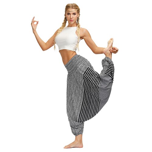 

Women's Yoga Harem Pants Yoga Style for Gym Workout Bloomers Stripes Bohemian Black Sports Activewear / Casual / Athleisure