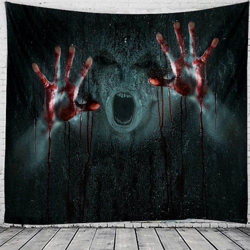 

Halloween Party Holiday Wall Tapestry Art Decor Blanket Curtain Picnic Tablecloth Hanging Home Bedroom Living Room Dorm Decoration Psychedelic Bloody Hand Zombie Haunted Scary Polyester