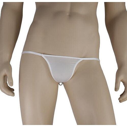 Men's G-string Underwear Underwear Cut Out Solid Colored Nylon Low Waist Erotic White Black M L XL