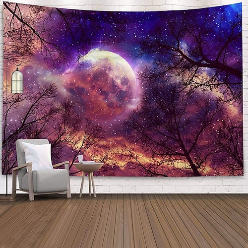 

Wall Tapestry Art Decor Blanket Curtain Picnic Tablecloth Hanging Home Bedroom Living Room Dorm Decoration Polyester Colorful Sky Moon Night Views