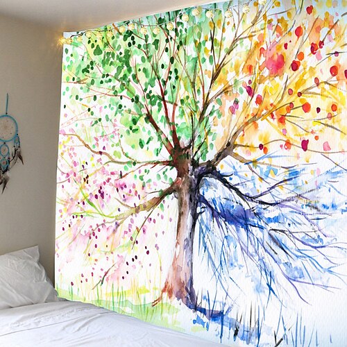 

Oil Painting Style Wall Tapestry Art Decor Blanket Curtain Hanging Home Bedroom Living Room Decoration Life Tree