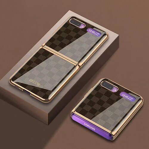 

Case For Samsung Galaxy Galaxy Z Flip Plating Pattern Back Cover Lines Waves Marble Tempered Glass Metal