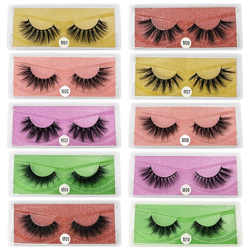 

3D False Eyelashes 10 Pairs Base Card Natural Thick Eyelashes Cosmetic Grooming Supplies Party Halloween
