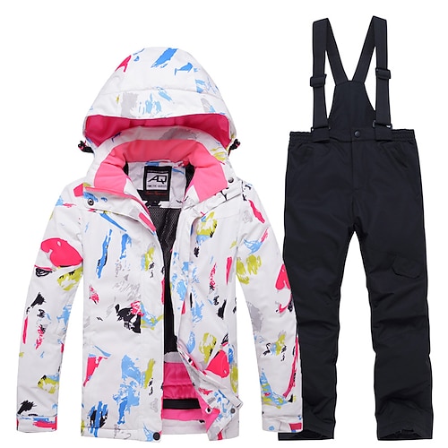 

Boys' Girls' Ski Jacket with Bib Pants Ski Suit Outdoor Winter Thermal Warm Waterproof Windproof Breathable Snow Suit Clothing Suit for Skiing Snowboarding Winter Sports