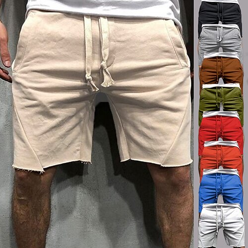 

Men's Running Shorts Bermuda Shorts Bottoms 10 Colors Drawstring Pocket Cotton Basketball Fitness Running Jogging Breathable Soft Sport Black Grey