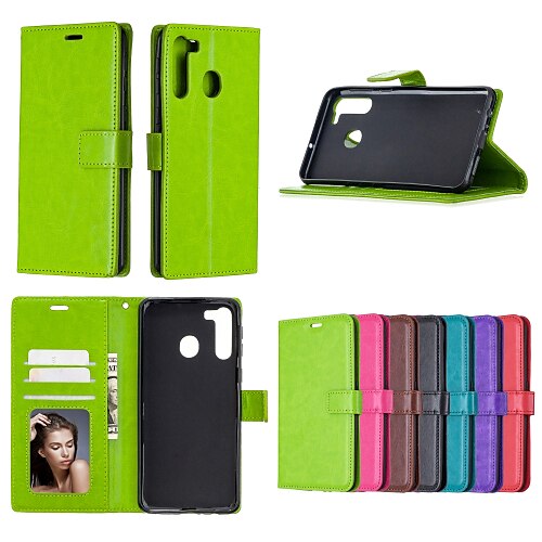 

Wallet Phone Case For Samsung Galaxy S21 Plus Ultra FE A72 A52 A32 Card Holder with Stand Shockproof Flip Full Body Cases leather
