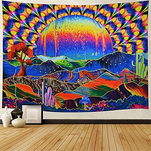 

Psychedelic Abstract Wall Tapestry Art Decor Blanket Curtain Picnic Tablecloth Hanging Home Bedroom Living Room Dorm Decoration Polyester Arabesque Hippie Sunshine Monster Skull Trippy Mountain Landsc