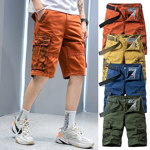 

Men's Hiking Cargo Shorts Hiking Shorts Military Camo Summer Outdoor 10 Standard Fit Multi-Pockets Breathable Quick Dry Sweat wicking Cotton Knee Length Shorts Bottoms Army Green Khaki Orange Blue