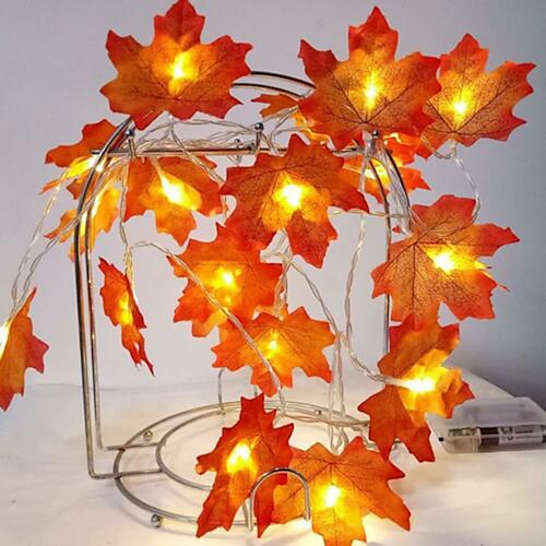 

3M 20LED Maple Leafs LED String Lights Battery Operated Fairy Light Christmas Wedding Garden Party Family Party Stair Railing Room Decoration Without Battery