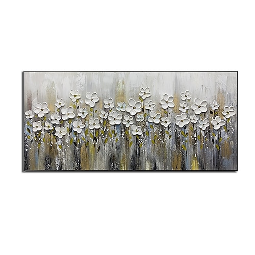

Oil Painting 100% Handmade Hand Painted Wall Art On Canvas Abstract Floral Botanical Comtemporary Modern White FLowers Home Decoration Decor Rolled Canvas No Frame Unstretched
