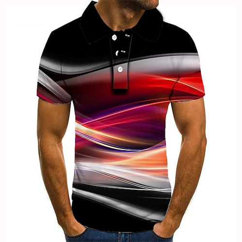 

Men's Collar Polo Shirt Golf Shirt Tennis Shirt Graphic Collar Classic Collar Red 3D Print Daily Weekend Short Sleeve Print Clothing Apparel Basic