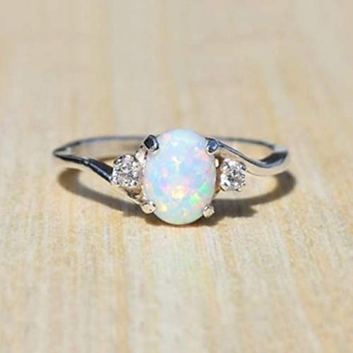 

exquisite women's sterling silver ring oval cut fire opal diamond jewelry birthday proposal gift bridal engagement party band rings size 5-11 blue 6