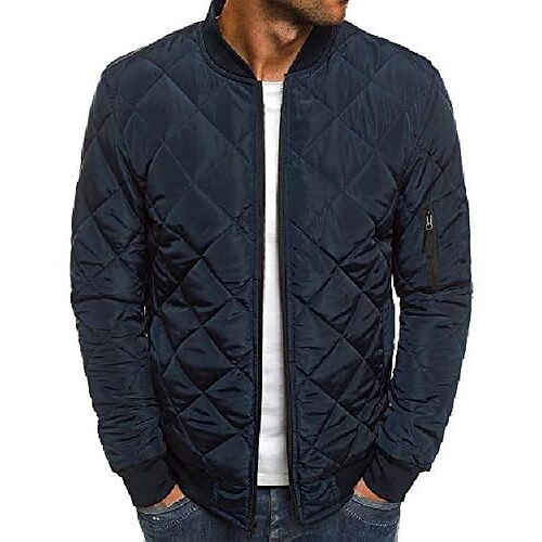 

mens quilted bomber jackets rib diamond lightweight fall winter chunky flight padded coat outwear