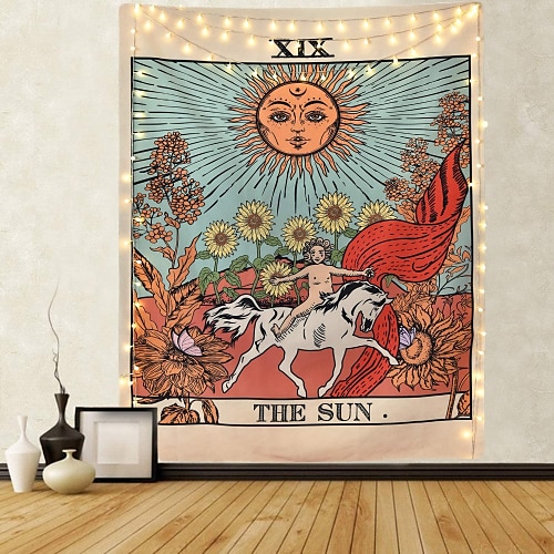 

Tarot Divination Wall Tapestry Art Decor Blanket Curtain Picnic Tablecloth Hanging Home Bedroom Living Room Dorm Decoration Mysterious Bohemian Sun Flower