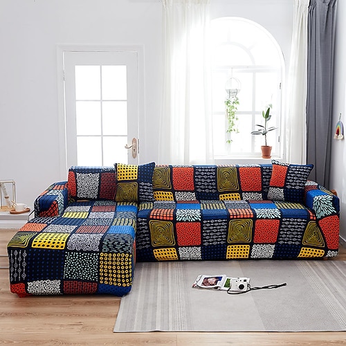 

Stretch Sofa Cover Slipcover Elastic Sectional Couch Armchair Loveseat 4 or 3 seater L shape 3 Cushion Couch Soft Durable Washable