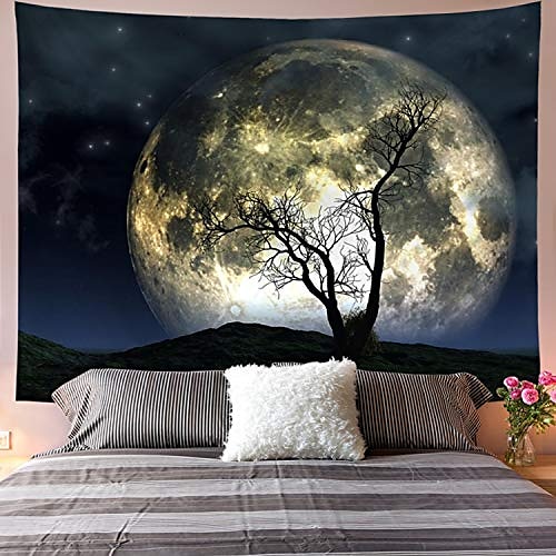 

moon tapestry galaxy tapestry tree tapestry starry sky tapestry mystic psychedelic art tapestry wall hanging for home decor& #40;h59.1×w78.7 inches& #41;
