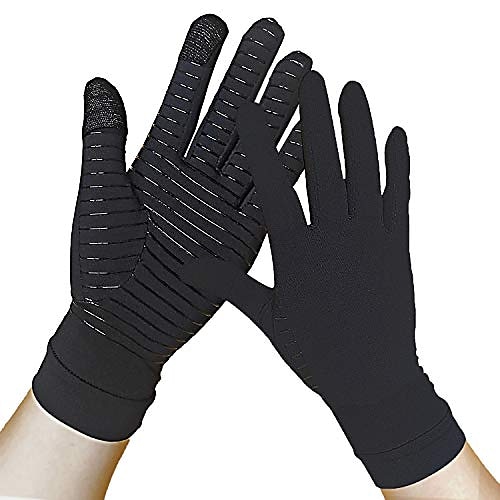 

1 Pair Copper Gloves Arthritis Compression Gloves Full Finger Touch Screen Relieve Arthritis Rheumatoid Rsi Carpal Tunnel Tendonitis Pain for Women and Men