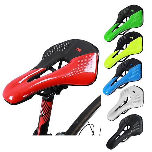 

Bike Saddle / Bike Seat Anti-Slip Nondeformable Breathable Professional PU Leather Cycling Road Bike Mountain Bike MTB Black And White fluorescent green Screen Color
